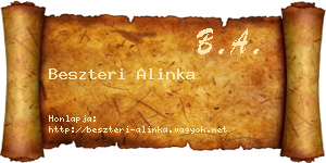 Beszteri Alinka névjegykártya